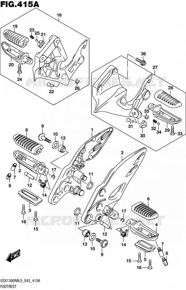 REPOSE PIED Suzuki MOTO 1300 HAYABUSA 2015  GSX1300RA L5 (E43)