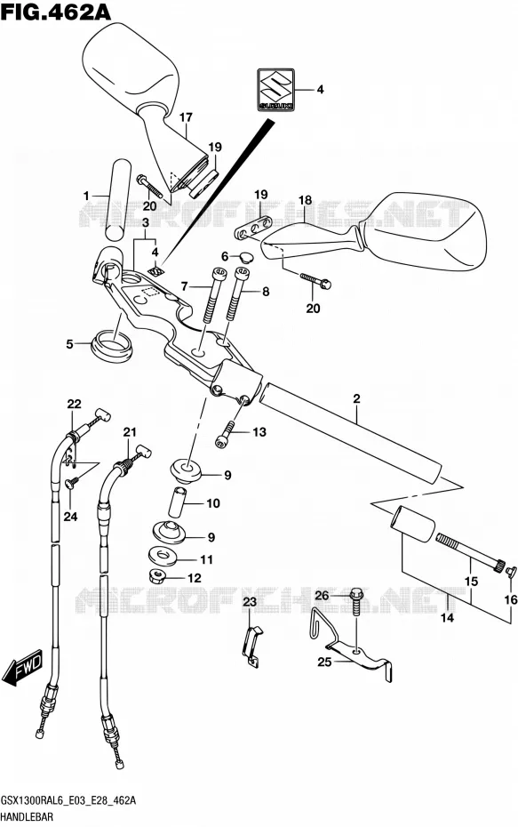 GUIDON (GSX1300RAL6 E03) Suzuki MOTO 1300 HAYABUSA 2016  GSX1300RA L6 (E03,E28,E33)