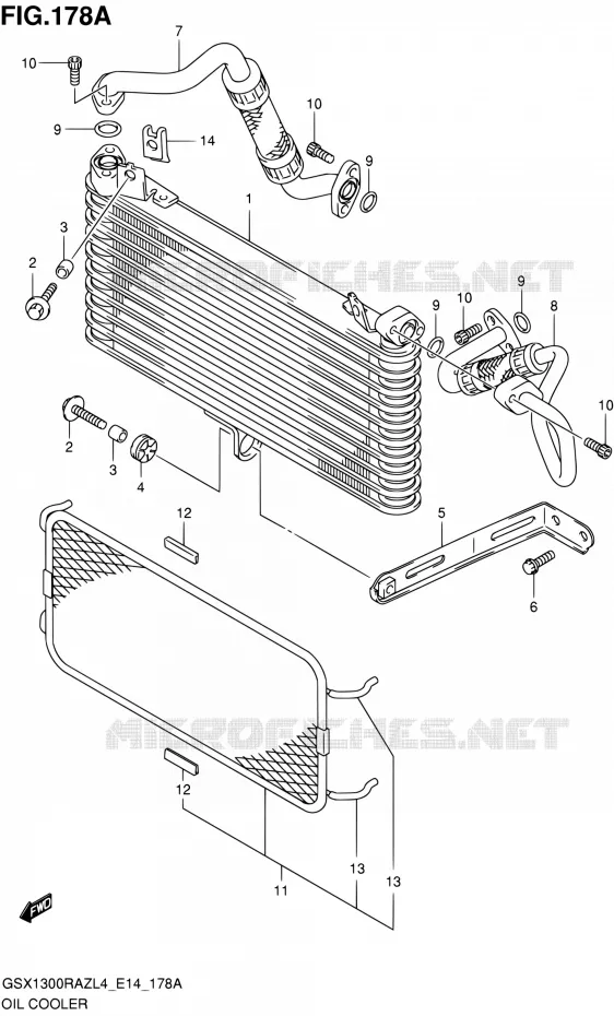 RADIATEUR D'HUILE Suzuki MOTO 1300 HAYABUSA 2014  GSX1300RAZ L4 (E14)