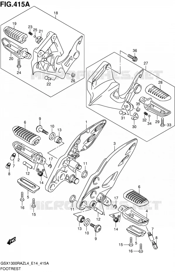 REPOSE PIED Suzuki MOTO 1300 HAYABUSA 2014  GSX1300RAZ L4 (E14)