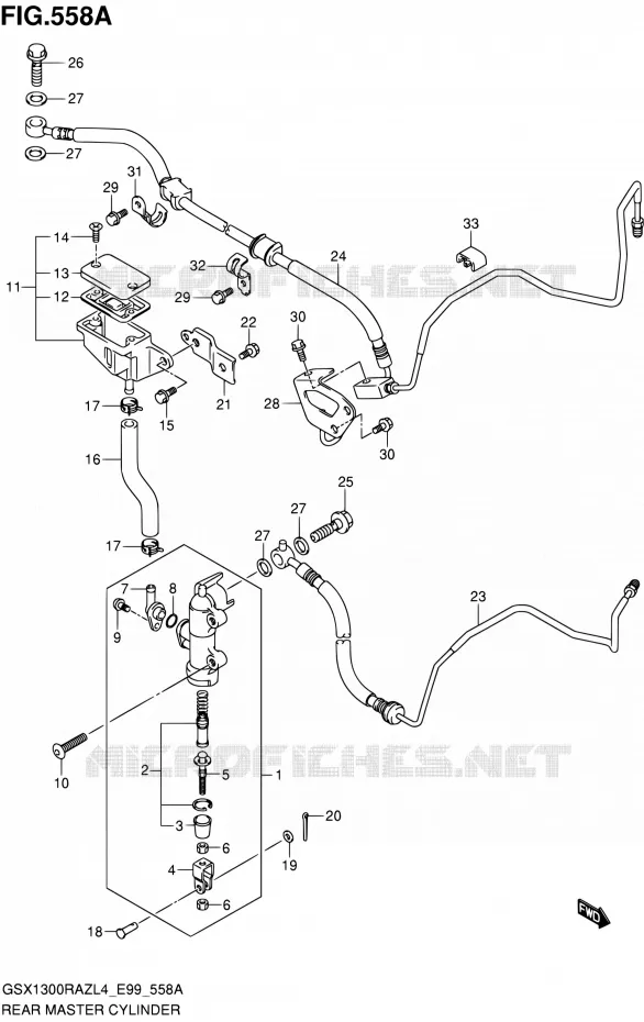 MAITRE CYLINDRE ARRIERE Suzuki MOTO 1300 HAYABUSA 2014  GSX1300RAZ L4 (E99)