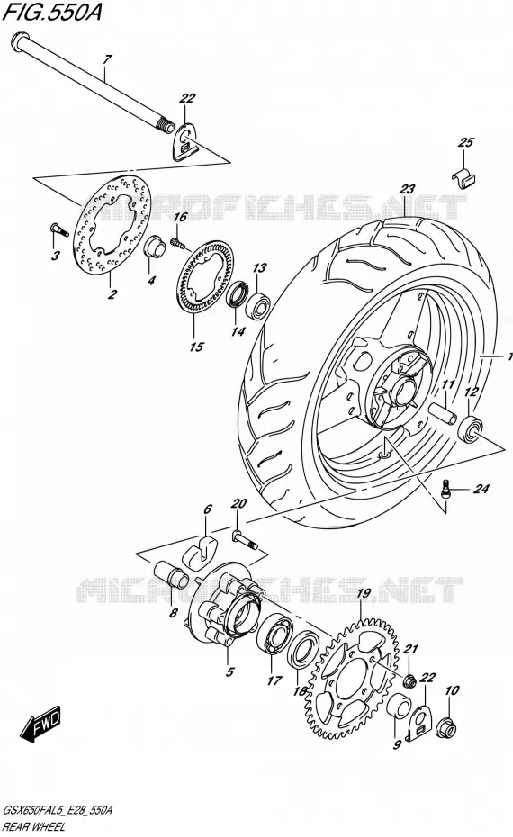 ROUE ARRIERE Suzuki MOTO 650 GSX-F 2015  GSX650FA L5
