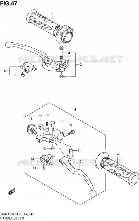 ENSEMBLE LEVIERS - POIGNEES Suzuki MOTO 1000 GSX-R 2012  GSX-R1000 L2 (E14)