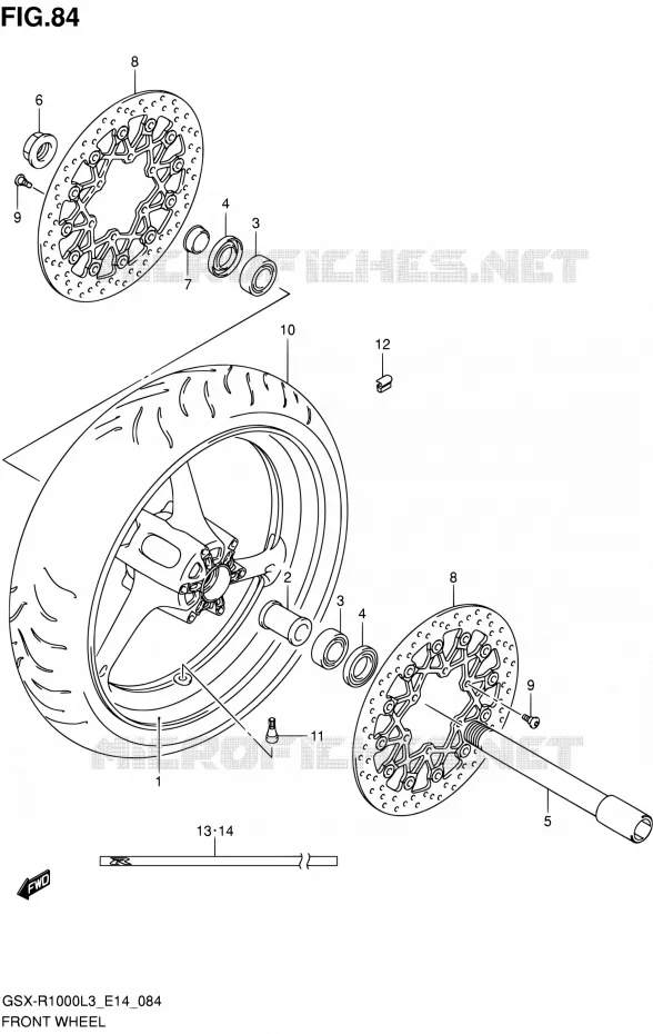 ROUE AVANT (GSX-R1000L3 E14) Suzuki MOTO 1000 GSX-R 2013  GSX-R1000 L3/GSX-R1000Z L3 (E14)
