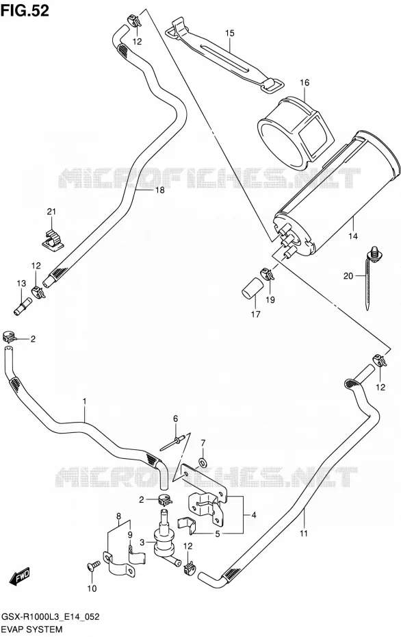 SYSTÈME DE RECYCLAGE VAPEURS CARBURANT (GSX-R1000L3 E14) Suzuki MOTO 1000 GSX-R 2013  GSX-R1000 L3/GSX-R1000Z L3 (E14)