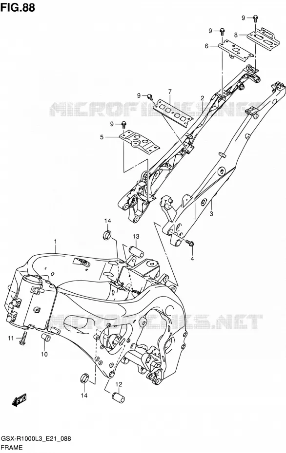 CADRE (GSX-R1000UFL3 E21) Suzuki MOTO 1000 GSX-R 2013  GSX-R1000 L3/GSX-R1000Z L3 (E24)