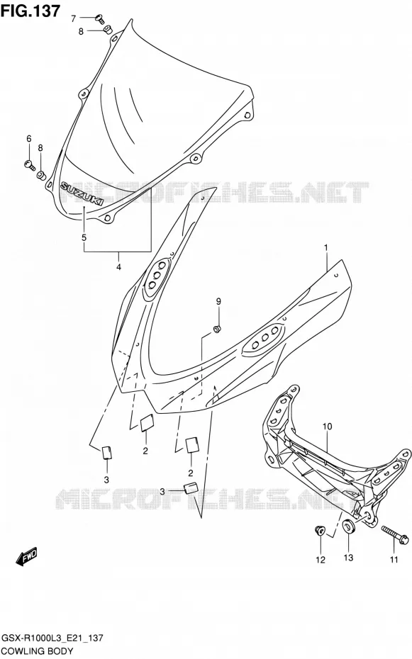 CARENAGES - ETIQUETTES (GSX-R1000ZL3 E21) Suzuki MOTO 1000 GSX-R 2013  GSX-R1000 L3/GSX-R1000Z L3 (E24)
