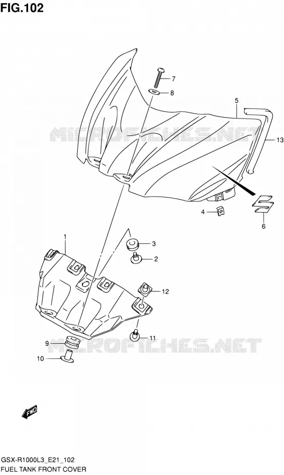 COUVRE RESERVOIR (GSX-R1000UFL3 E21) Suzuki MOTO 1000 GSX-R 2013  GSX-R1000 L3/GSX-R1000Z L3 (E24)