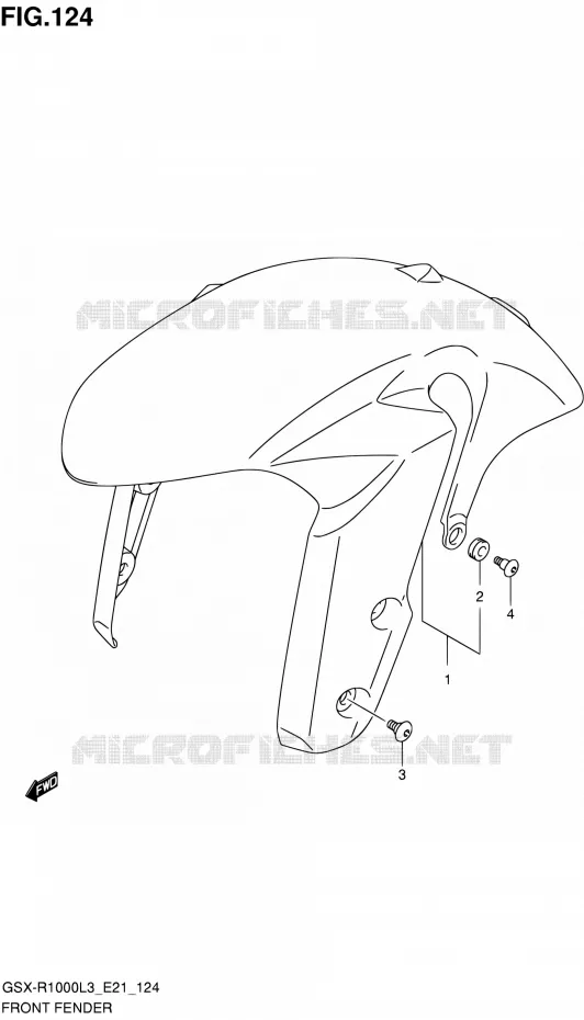 GARDE BOUE AVANT (GSX-R1000ZL3 E24) Suzuki MOTO 1000 GSX-R 2013  GSX-R1000 L3/GSX-R1000Z L3 (E24)