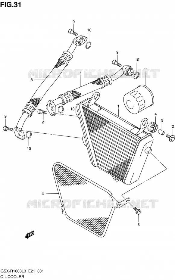 RADIATEUR D'HUILE Suzuki MOTO 1000 GSX-R 2013  GSX-R1000 L3/GSX-R1000Z L3 (E24)