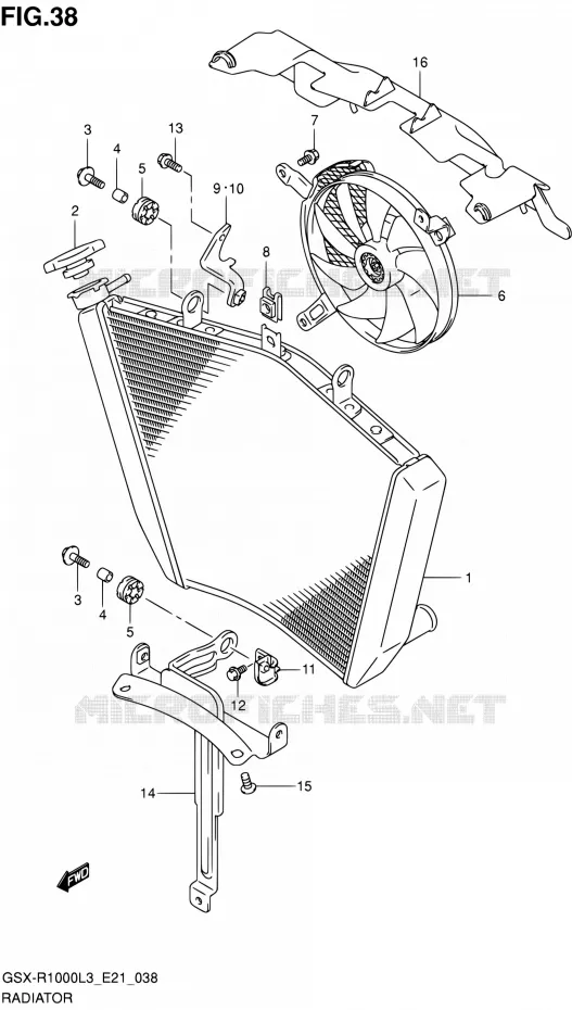RADIATEUR (GSX-R1000ZL3 E24) Suzuki MOTO 1000 GSX-R 2013  GSX-R1000 L3/GSX-R1000Z L3 (E24)