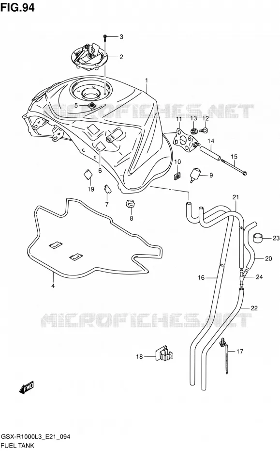 RESERVOIR D'ESSENCE (GSX-R1000L3 E21) Suzuki MOTO 1000 GSX-R 2013  GSX-R1000 L3/GSX-R1000Z L3 (E24)