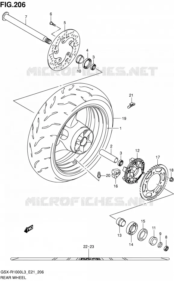 ROUE ARRIERE (GSX-R1000ZL3 E24) Suzuki MOTO 1000 GSX-R 2013  GSX-R1000 L3/GSX-R1000Z L3 (E24)