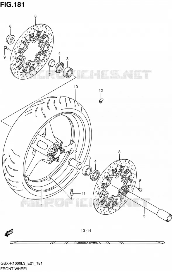 ROUE AVANT (GSX-R1000ZUFL3 E21) Suzuki MOTO 1000 GSX-R 2013  GSX-R1000 L3/GSX-R1000Z L3 (E24)