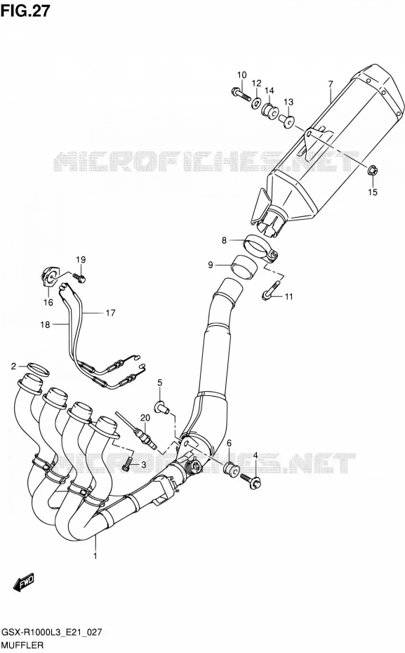 SILENCIEUX (GSX-R1000UFL3 E21) Suzuki MOTO 1000 GSX-R 2013  GSX-R1000 L3/GSX-R1000Z L3 (E24)