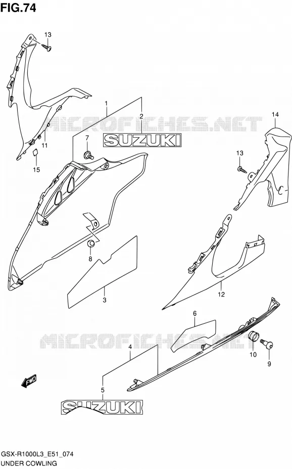 CARENAGES INFERIEUR (FLANCS) (GSX-R1000ZL3 E51) Suzuki MOTO 1000 GSX-R 2013  GSX-R1000 L3/GSX-R1000Z L3 (E51)