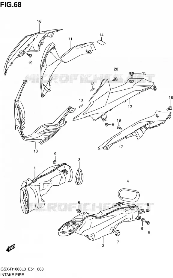 CONDUIT D'ADMISSION (GSX-R1000L3 E51) Suzuki MOTO 1000 GSX-R 2013  GSX-R1000 L3/GSX-R1000Z L3 (E51)