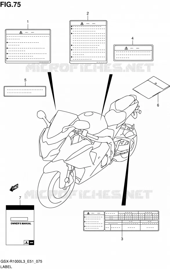 ETIQUETTE (GSX-R1000L3 E51) Suzuki MOTO 1000 GSX-R 2013  GSX-R1000 L3/GSX-R1000Z L3 (E51)