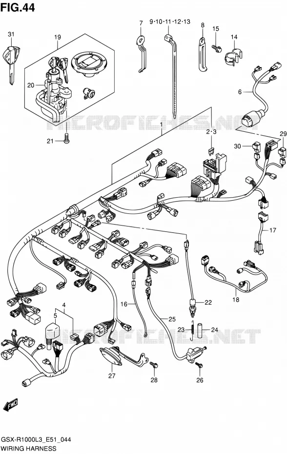 FAISCEAU ELECTRIQUE (GSX-R1000ZL3 E51) Suzuki MOTO 1000 GSX-R 2013  GSX-R1000 L3/GSX-R1000Z L3 (E51)