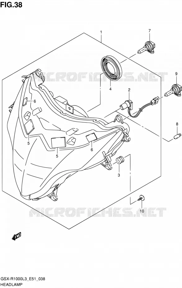 PHARE (GSX-R1000L3 E51) Suzuki MOTO 1000 GSX-R 2013  GSX-R1000 L3/GSX-R1000Z L3 (E51)