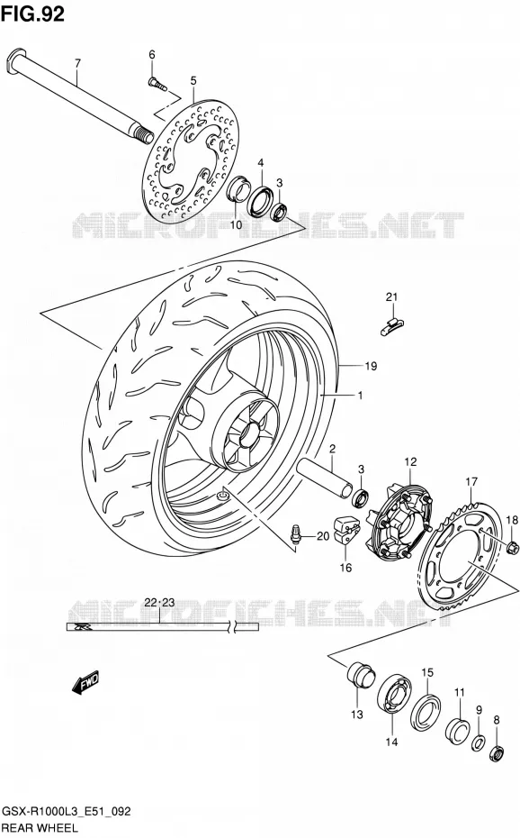 ROUE ARRIERE (GSX-R1000L3 E51) Suzuki MOTO 1000 GSX-R 2013  GSX-R1000 L3/GSX-R1000Z L3 (E51)