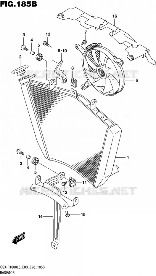 RADIATEUR (GSX-R1000L5 E28) Suzuki MOTO 1000 GSX-R 2015  GSX-R1000 L5 (E03,E28,E33)