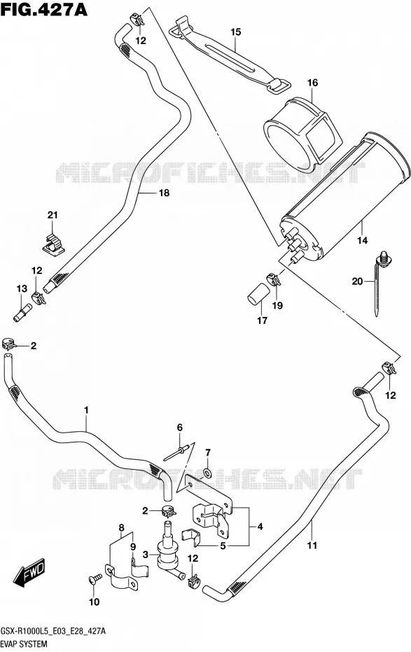 SYSTÈME DE RECYCLAGE VAPEURS CARBURANT (GSX-R1000L5 E33) Suzuki MOTO 1000 GSX-R 2015  GSX-R1000 L5 (E03,E28,E33)
