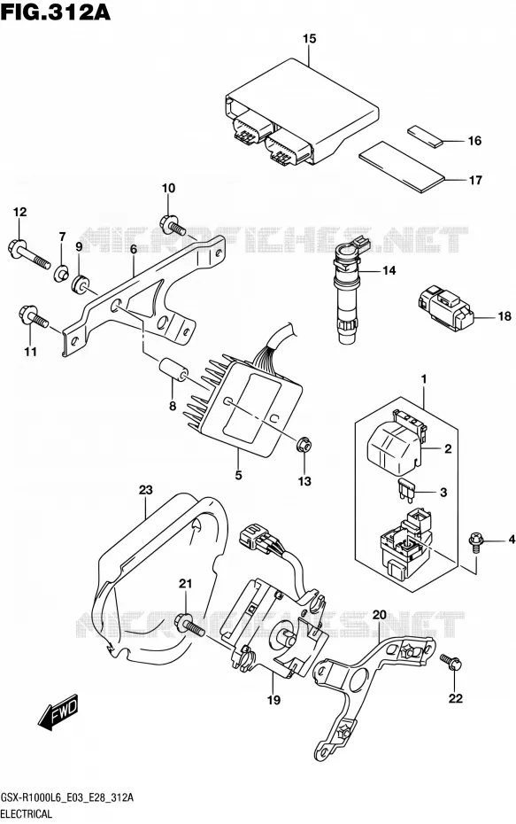 PARTIE ELECTRIQUE (GSX-R1000L6 E03) Suzuki MOTO 1000 GSX-R 2016  GSX-R1000 L6 (E03,E28,E33)