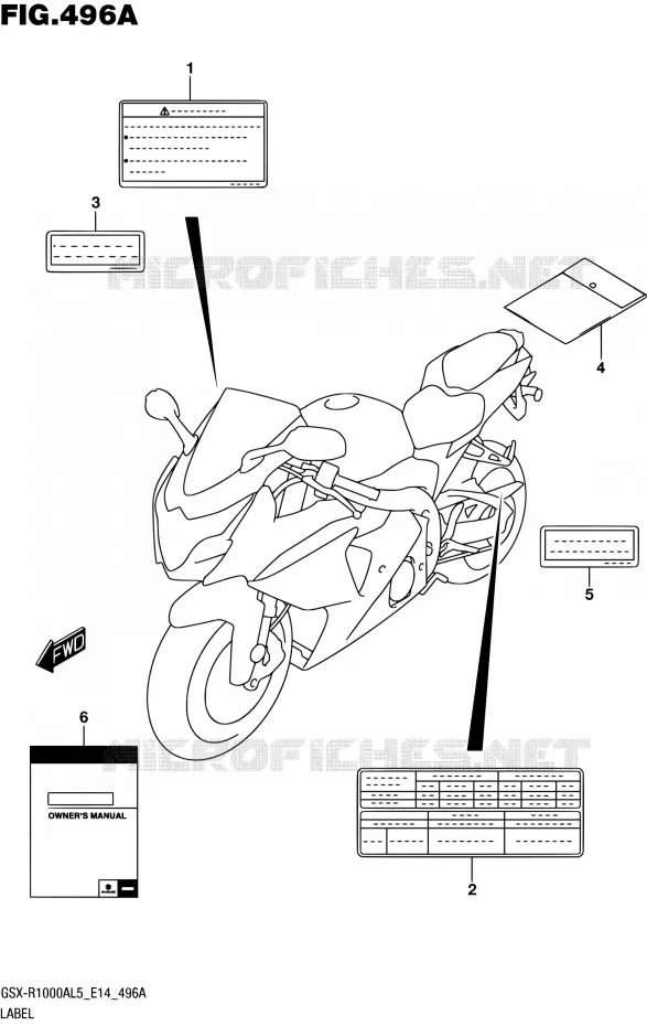 ETIQUETTE Suzuki MOTO 1000 GSX-R 2015  GSX-R1000A L5 (E14)