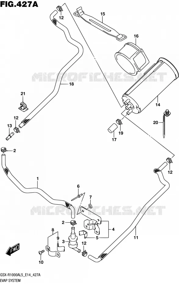 SYSTÈME DE RECYCLAGE VAPEURS CARBURANT Suzuki MOTO 1000 GSX-R 2015  GSX-R1000A L5 (E14)