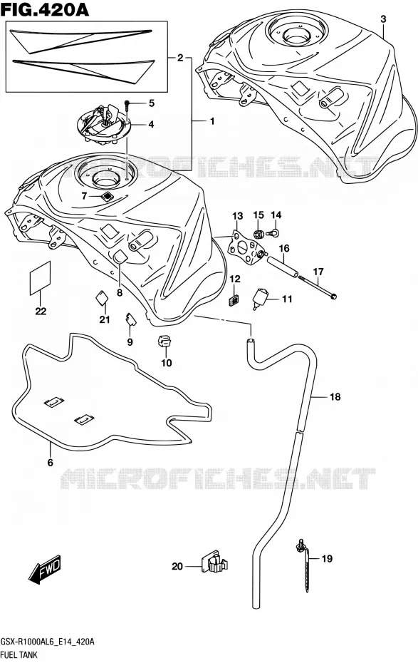 RESERVOIR D'ESSENCE Suzuki MOTO 1000 GSX-R 2016  GSX-R1000A L6 (E14)