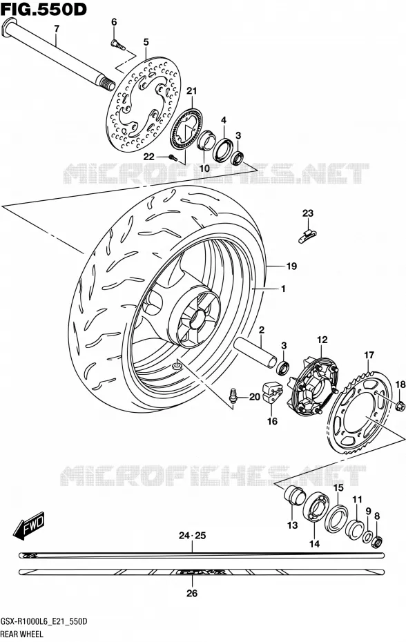ROUE ARRIERE (GSX-R1000AUFL6 E21) Suzuki MOTO 1000 GSX-R 2016  GSX-R1000UF L6 (E21)