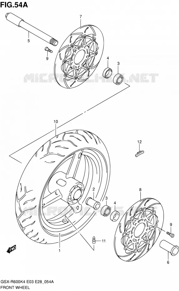 ROUE AVANT (GSX-R600XK5) Suzuki MOTO 600 GSX-R 2004  GSX-R600 K5/GSX-R600X K5 (E03,E28,E33)