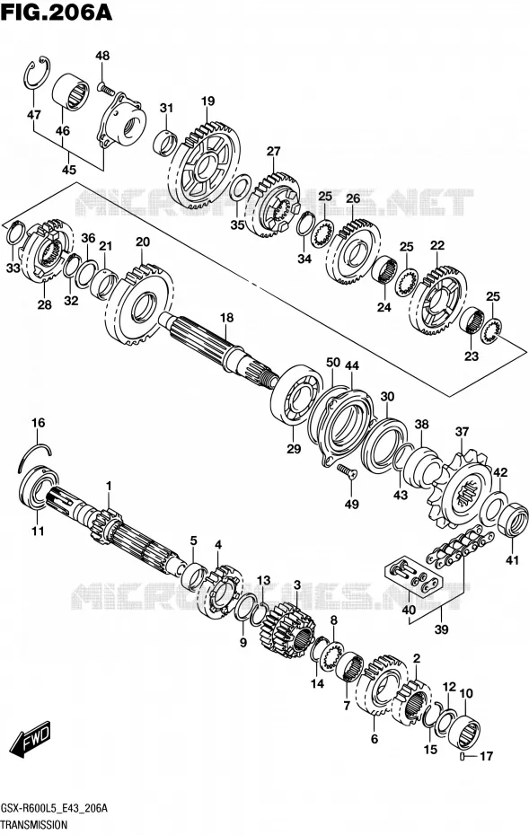 TRANSMISSION Suzuki MOTO 600 GSX-R 2015  GSX-R600 L5 (E43)