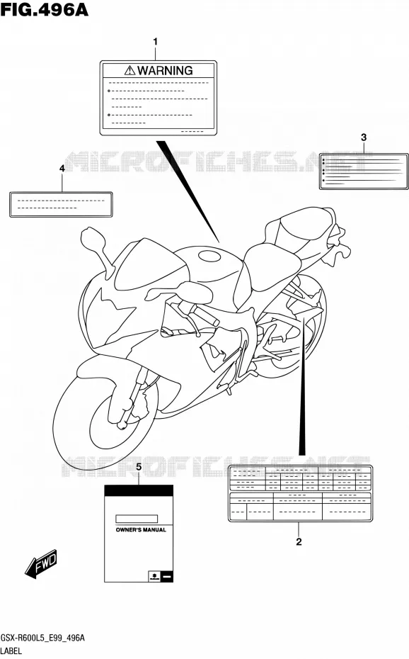 ETIQUETTE Suzuki MOTO 600 GSX-R 2015  GSX-R600 L5 (E99)
