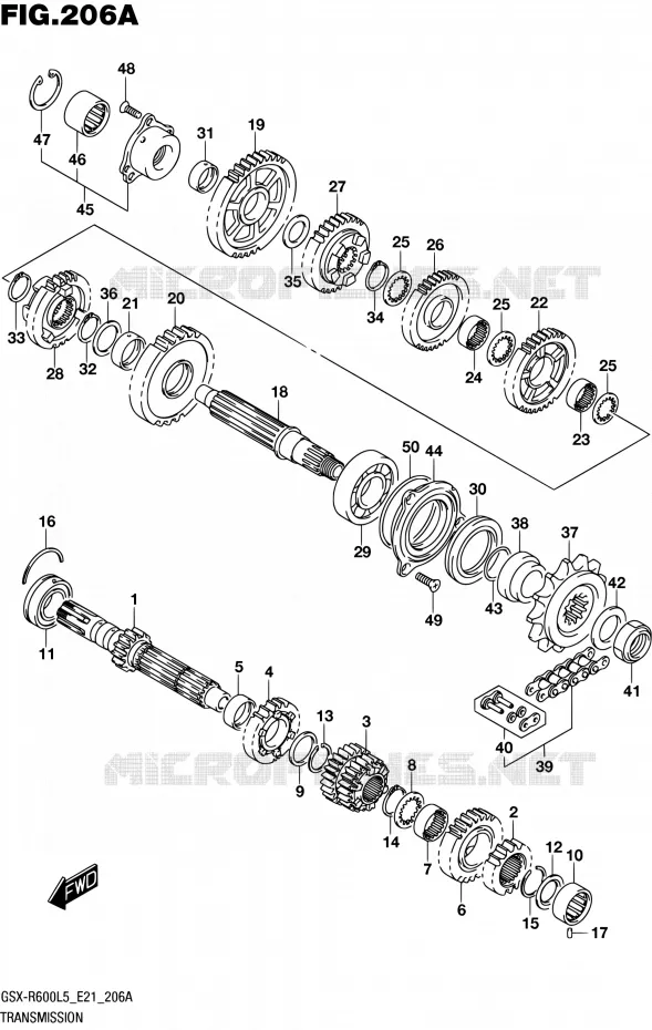 TRANSMISSION Suzuki MOTO 600 GSX-R 2015  GSX-R600UF L5 (E21)