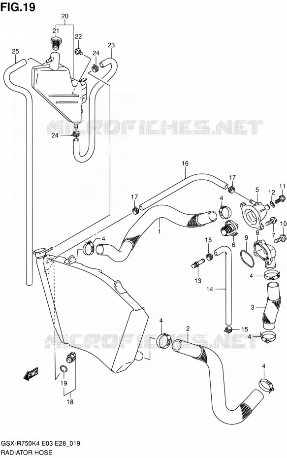 DURITE DE RADIATEUR Suzuki MOTO 750 GSX-R 2004  GSX-R750 K5/GSX-R750X K5 (E03,E28,E33)