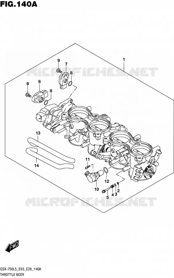 CORPS DE PAPILLON (GSX-R750L5 E03) Suzuki MOTO 750 GSX-R 2015  GSX-R750 L5 (E03,E28,E33)