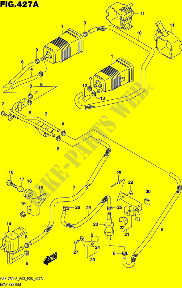 SYSTÈME DE RECYCLAGE VAPEURS CARBURANT (GSX R750L5 E33) pour Suzuki GSX-R 750 2015