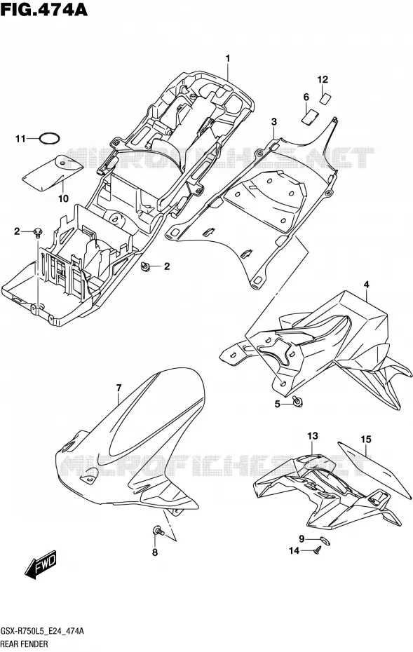 GARDE BOUE ARRIERE Suzuki MOTO 750 GSX-R 2015  GSX-R750 L5 (E24)