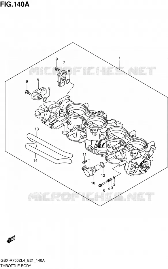 CORPS DE PAPILLON Suzuki MOTO 750 GSX-R 2014  GSX-R750ZUF L4 (E21)