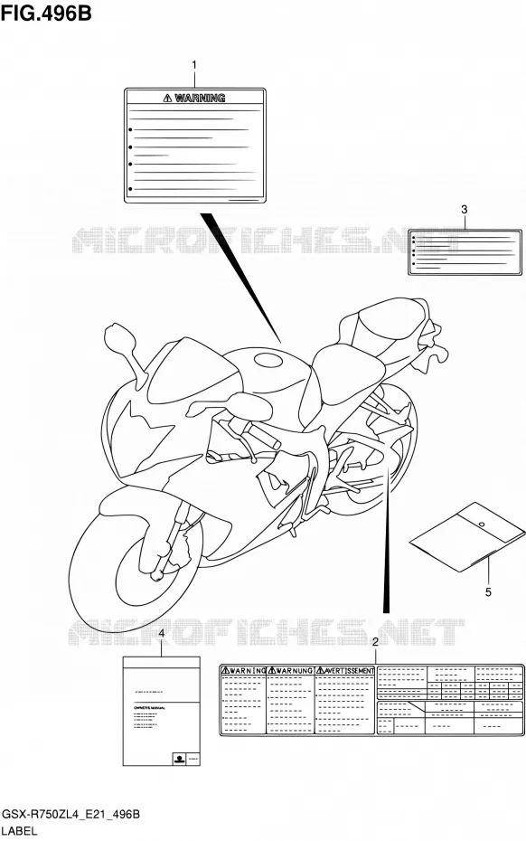 ETIQUETTE (GSX-R750ZUFL4 E21) Suzuki MOTO 750 GSX-R 2014  GSX-R750ZUF L4 (E21)