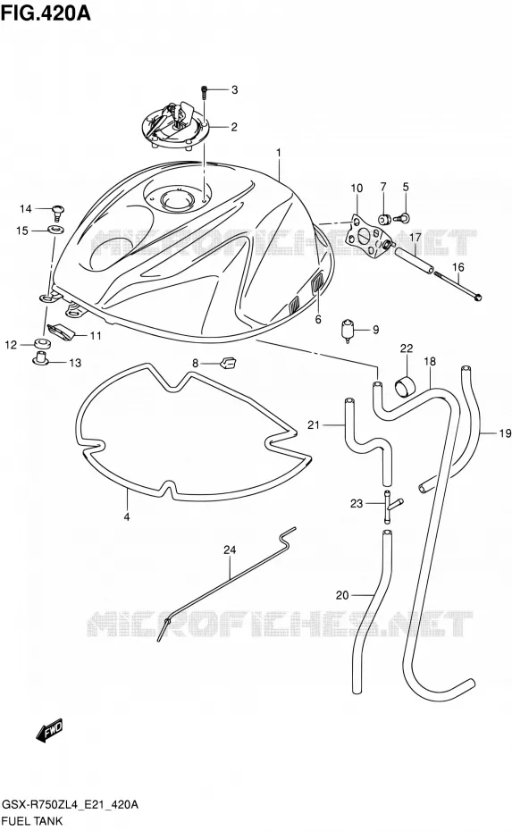 RESERVOIR D'ESSENCE Suzuki MOTO 750 GSX-R 2014  GSX-R750ZUF L4 (E21)