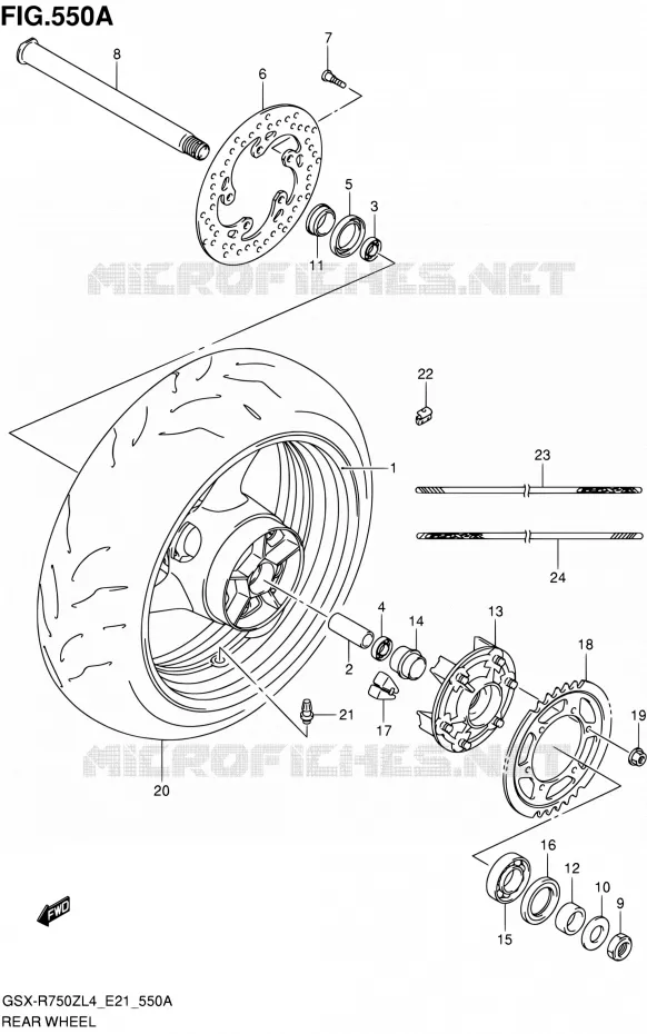 ROUE ARRIERE Suzuki MOTO 750 GSX-R 2014  GSX-R750ZUF L4 (E21)