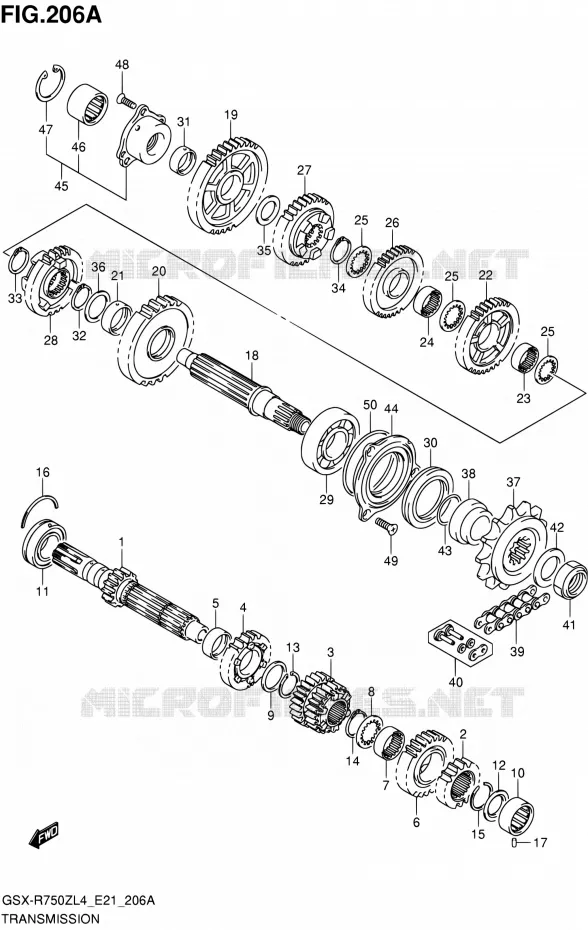 TRANSMISSION Suzuki MOTO 750 GSX-R 2014  GSX-R750ZUF L4 (E21)