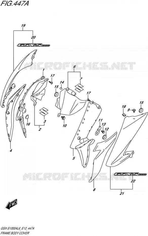 CARENAGES (PGZ,AV4) Suzuki MOTO 1000 GSX-S 2016  GSX-S1000A L6 (E12)