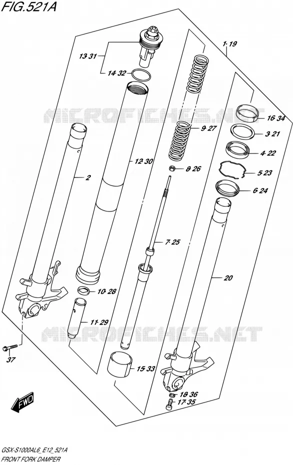 FOURCHE Suzuki MOTO 1000 GSX-S 2016  GSX-S1000A L6 (E12)