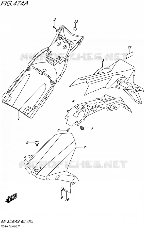 GARDE BOUE ARRIERE Suzuki MOTO 1000 GSX-S 2016  GSX-S1000FUF L6 (E21)