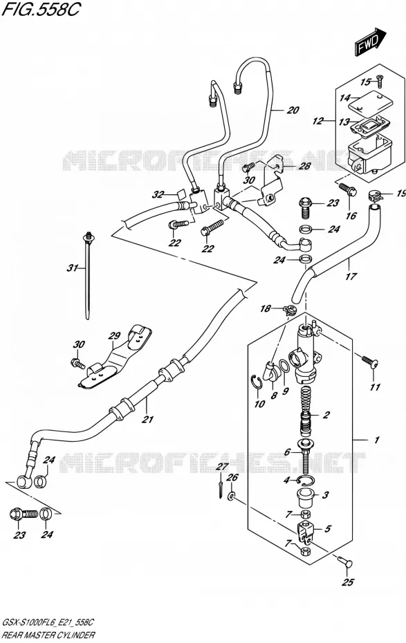 MAITRE CYLINDRE ARRIERE (GSX-S1000FAL6 E21) Suzuki MOTO 1000 GSX-S 2016  GSX-S1000FUF L6 (E21)