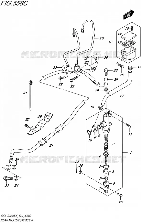 MAITRE CYLINDRE ARRIERE (GSX-S1000AL6 E21) Suzuki MOTO 1000 GSX-S 2015  GSX-S1000UF L6 (E21)
